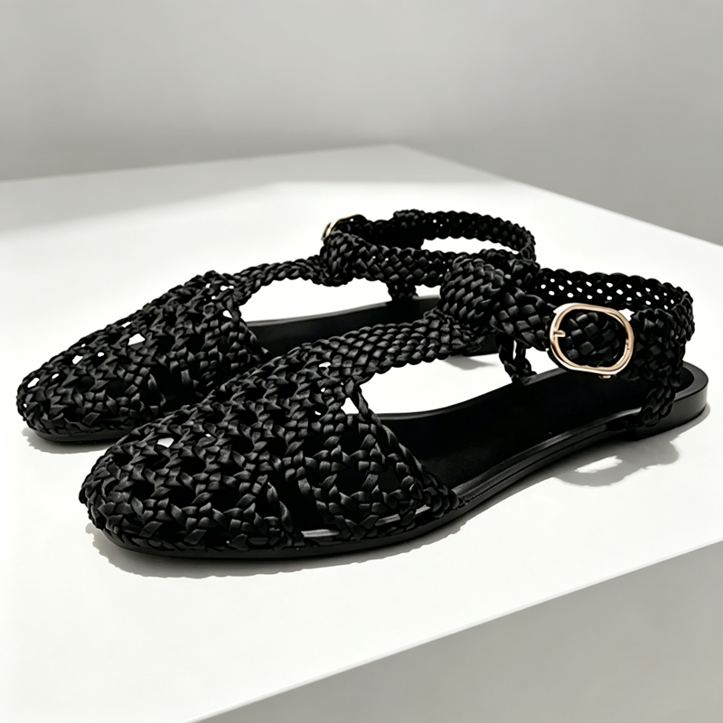 Golden Mesh Woven Flat Sandals - đánh giá và giá Mesh Strap Metal